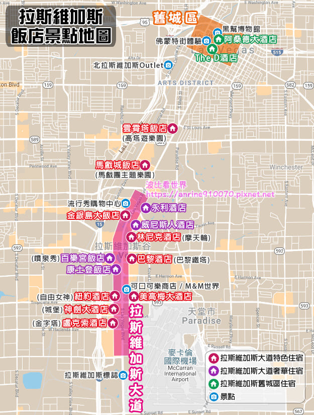 拉斯維加斯飯店地圖介紹